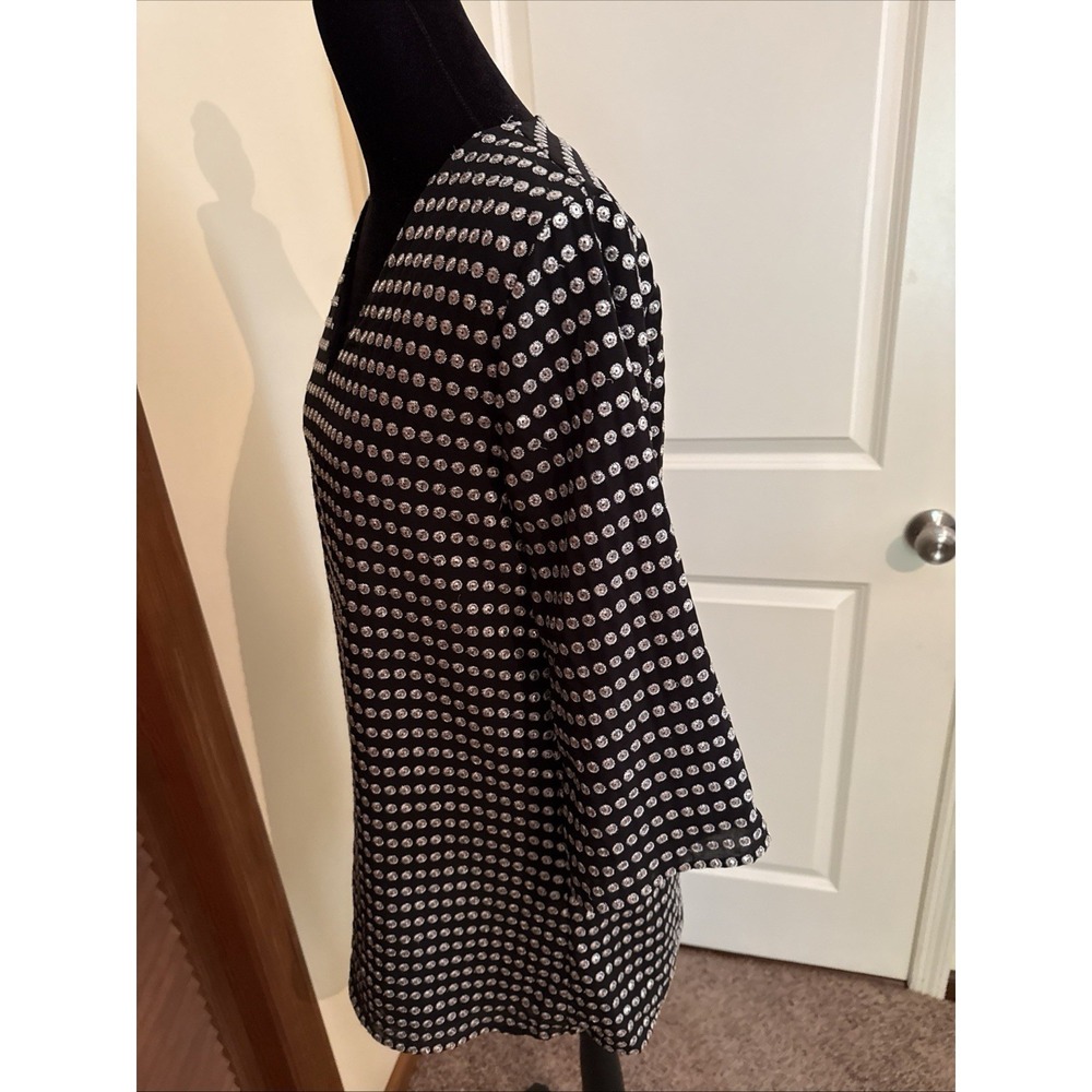 Michael Kors Collection 100% Silk Black Silver Polka Dot Mini Dress Size 6 - Picture 4 of 12